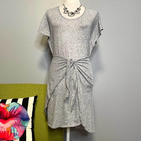 Rebecca Taylor Dresses Rebecca Taylor Grey Linen Lightweight Jersey Tie Waist Wrap Dress Xs